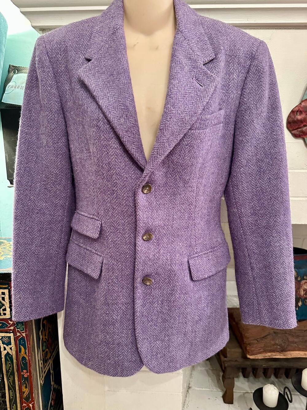 VINTAGE NEVER WORN RALPH LAUREN HARRIS TWEED HERRINGBONE BLAZER HUNTING JACKET